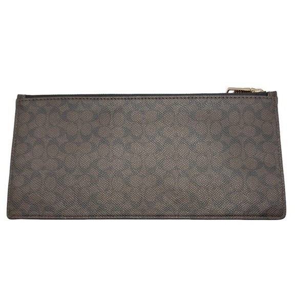 COACH Brown Signature Coat Canvas Wristlet - Picture 1 of 6